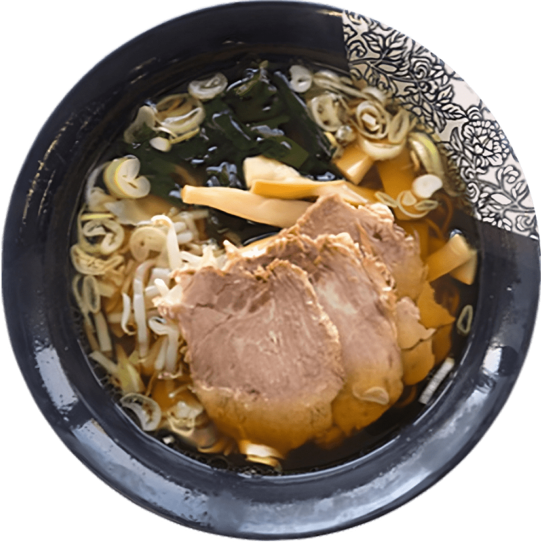 Shio Ramen - Ramen in Salzbrühe mit Ei, Spinat und Hähnchenfleisch